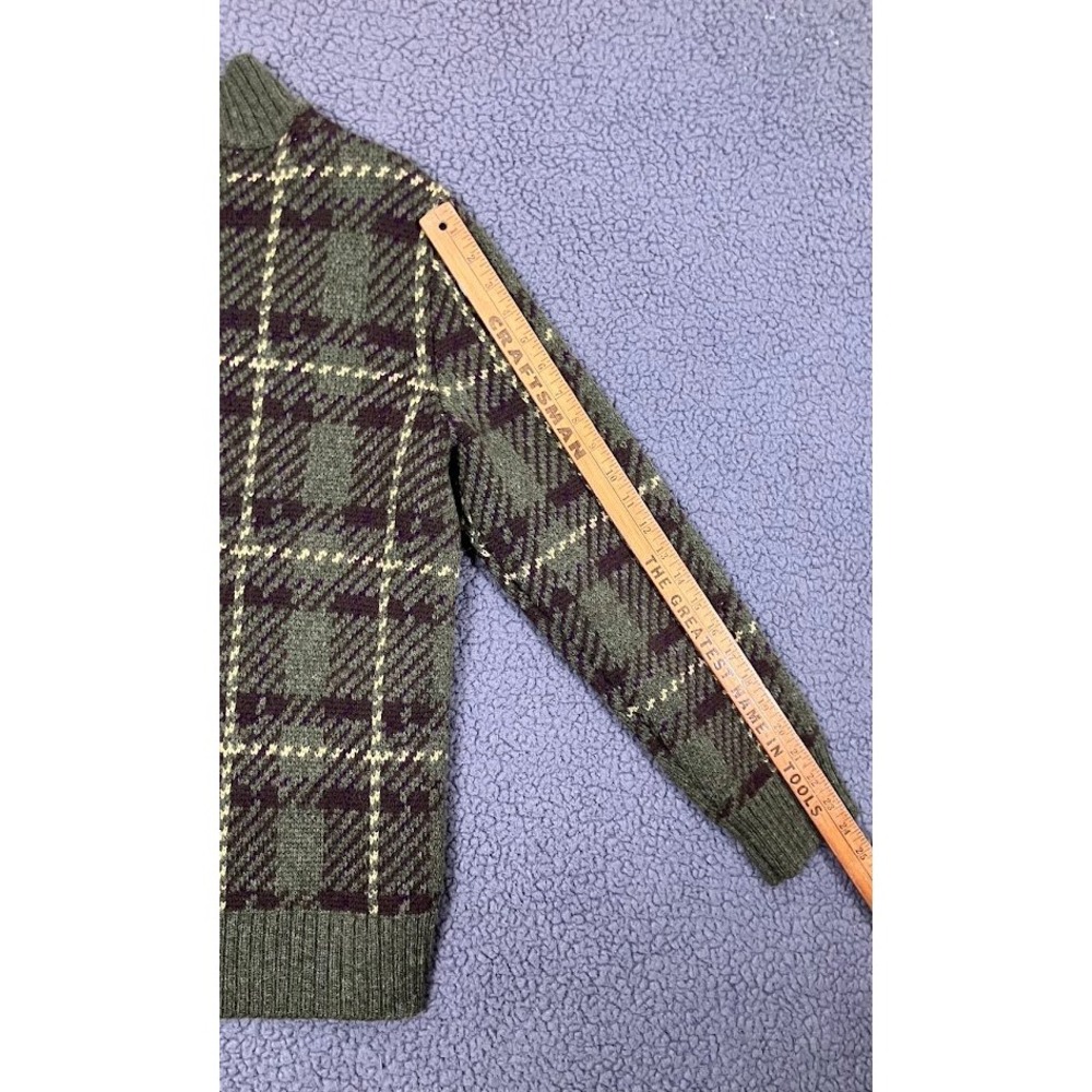 Kasper & Company ASL Wool Mohair Blend Plaid Full Zip Cardigan Sweater Green M - Picture 8 of 11